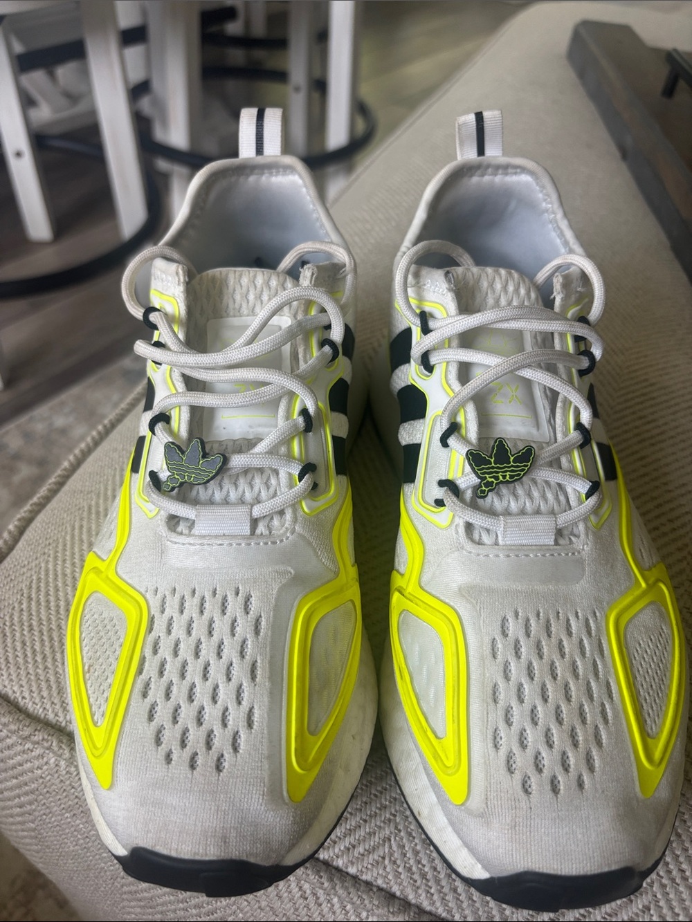 adidas Kids White & Neon Yellow Trainer Sneakers